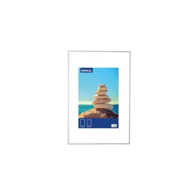 Imagen de MAUL MAULdesign, marco de fotos (aluminio, 40 x 60 cm, para colgar en horizontal y vertical, intercambiable elegante estrecho con paspartú, ideal fotos, collage e imágenes), color