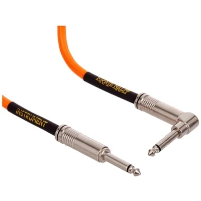 Imagen de Ernie Ball Cable trenzado para instrumentos, recto/acodado, 3 m, color naranja neón