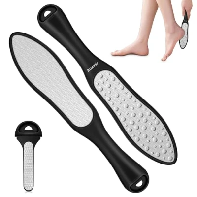Imagen de Auxmir Lima Pies Durezas Profesional, Escofina Manual, Pedicura 3 en 1 Dobre Cara, para Eliminar Callos Duros Piel Muerta, Acero Inoxidable, pack