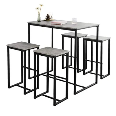 Imagen de SoBuy OGT15 HG Set Mesa Alta de Bar y 4 Taburetes Muebles Comedor ES (OGT15 HG)