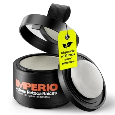Imagen de Retocador de raíces en polvo IMPERIO Corrector capilar para densificar el cabello mujeres y hombres, maquillaje resistente al agua cubrir 4 g (gris)
