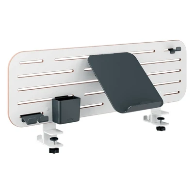 Imagen de Leitz 65490000 Organizador de Escritorio con Panel Perforado Ergo, Soporte para Portátil, Compatible Escritorios hasta 35mm Grosor, Montaje Abrazadera, 80cm x 25cm, Blanco