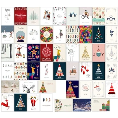 Imagen de the lazy panda card company 50 de nuestras tarjetas Navidad más populares, con diseños diferentes, sobres papel kraft reciclado