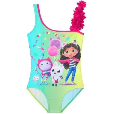 Imagen de Get Trend Gabby’s Dollhouse Bañador Niña y Adolescente de Una Pieza Bañadores Natacion Bebe Traje Baño para Piscina Playa (7 8 Años, Rosa Dollhouse)