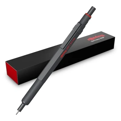 Imagen de Rotring Portaminas 600 Mina HB, 0,5 mm con cuerpo metalizado completo Piedra oscura Agarre estriado antideslizante y hexagonal