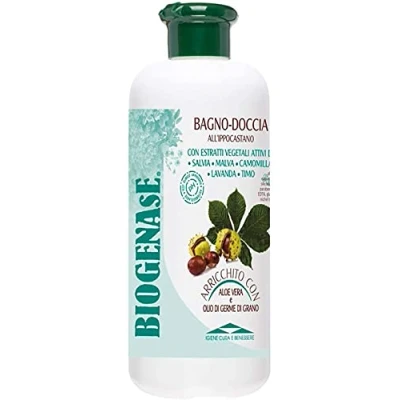 Imagen de Biogenase Gel de Ducha Relajante Castaño Indias Hidratante Enriquecido con Extractos Aloe Vera y Germenes Trigo Anticelulitico, Sin Parabenos 500 ml