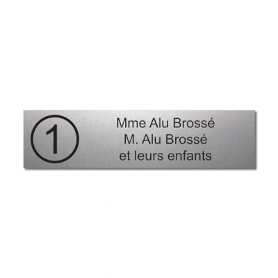 Imagen de Placa grabada para nombre y número buzón autoadhesivo, 10 x 2,5 cm, personalizada, 1 a 3 líneas, aluminio cepillado