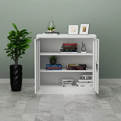 Imagen de Armario de Oficina Archivador Estudio con 2 Estantes Regulables en Altura Cerradura 90 x 40 cm Acero Sinterizado Gris Claro