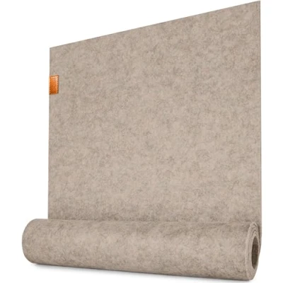Imagen de Miqio Camino de mesa diseño fieltro beis, 150 x 40 cm, lavable, sostenible Öko Tex, etiqueta piel auténtica, alfombra escandinavo