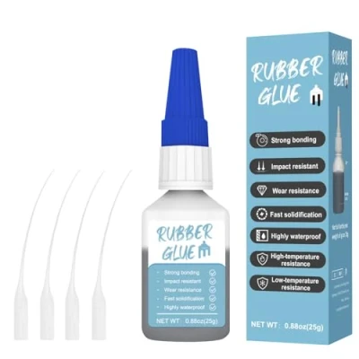 Imagen de WAN2TLK pegamento de goma 25 g, extra fuerte, resistente al agua, con 4 goteros aplicadores, instantánea fuerte unión, adecuado para productos goma, neumáticos, zapatos,