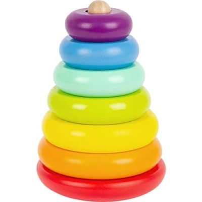 Imagen de Small Foot 11775 Torre de apilamiento Arcoíris, clásicos motrices, Madera, Colores Brillantes, a Partir 12 Meses. Arco Iris Toys, Multicolor (11775)
