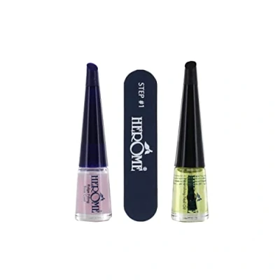 Imagen de Herome Pack Nail Essentials Amarillo Tratamiento para Uñas Secas y Quebradizas, contiene 1 Aceite Nutritivo de Uñas, Esmalte Base, Lima Pulidora