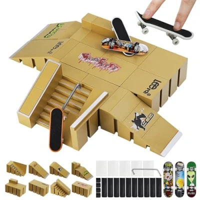 Imagen de ideallife Juego de Accesorios para monopatín y rampa, rampa niños Adolescentes Fingerboard Mini Finger Skateboard Diapasones Ultimate Parks (5 Unidades)