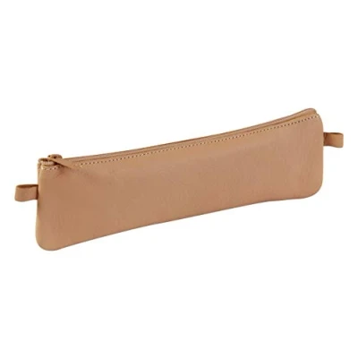 Imagen de Clairefontaine 8301C Trousse Scolaire Plate 22x6 cm en Véritable Cuir, Beige