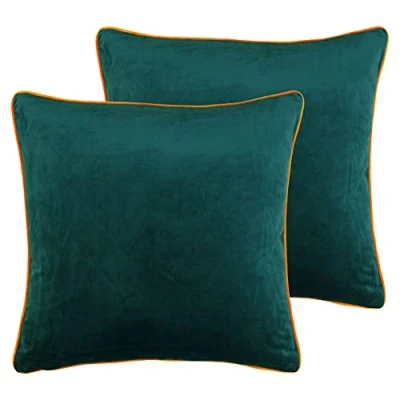 Imagen de Paoletti Meridian Twin Pack Cojines llenos de Plumas, Teal/Clementine, 55 x 55cm, 2