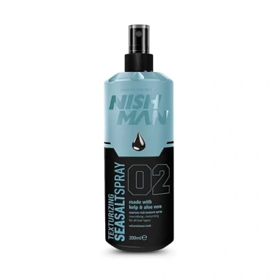 Imagen de Nishman Spray De Sal Marina 200ml Para Textura Y Volumen, Efecto Cabello Natural Playa Acabado Mate Fijación Flexible Ideal Cualquier (200ML, 02 Kelp &amp; Aloe Vera)