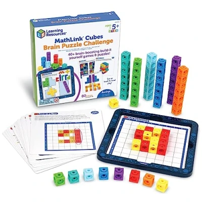 Imagen de Learning Resources Adquirir Pruebas para estimular el Cerebro Mathlink, 5+ años, encajables, conectables, recursos de matemáticas, Cubos Contar, 80 Piezas, Small (LER9336)