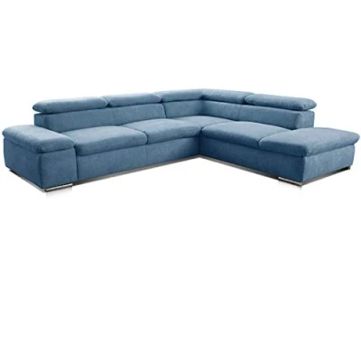 Imagen de CAVADORE 5900984024960 Alkatraz Sofá esquinero Acolchado, Tejido (90% PES, 10% PA), Azul Claro, Ottomane rechts
