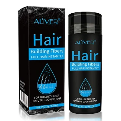 Imagen de Hair Building Fibers Corrector de Pérdida Capilares Fibra Calidad Profesional Spray Polvo para Adelgazar Cabello Mujeres y Hombres Los Mejores Productos Espesar el (Negro)