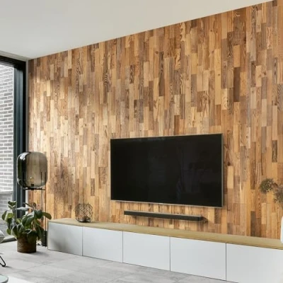 Imagen de Wooden Wall Design Revestimiento de pared madera recuperada Natural Vintage Paneles Decoración Diseño modelo Amata. (1 m2)