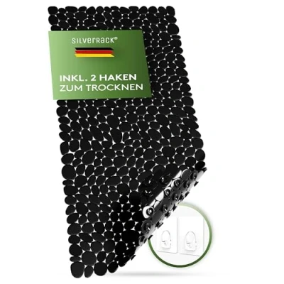 Imagen de SilverRack DermaSensitivo Alfombrilla de baño Antideslizante (88 x 40 cm, Antideslizante, 100% Libre BPA, Color Negro