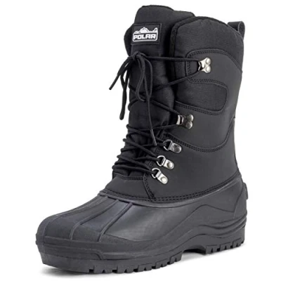 Imagen de Polar Hombre Tall Malla De Nylon Con Superposición Pato Impermeable Sole Encaje Hasta Invierno Nieve Botas Negro UK8/EU42 YC0445