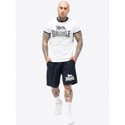 Imagen de Lonsdale Conjunto de camiseta y pantalones cortos para hombre ajuste normal MAIST, blanco/azul marino, M