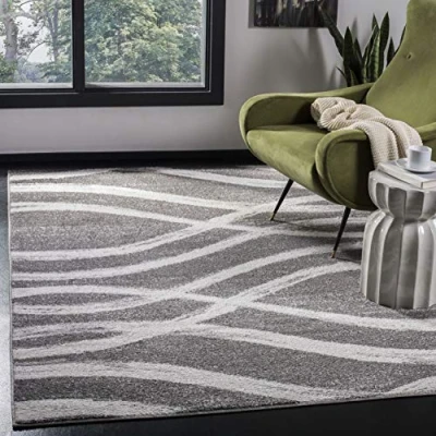 Imagen de Safavieh Adirondack Collection adr125r Alfombra, diseño Moderno, Color Antracita y Marfil