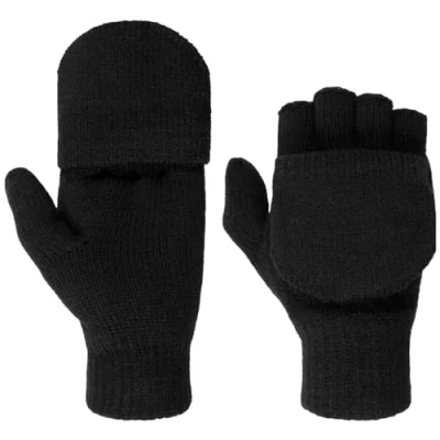 Imagen de Lipodo Thinsulate Guantes sin dedos Mujer/Hombre Unisex de punto Otoño/Invierno Lavables Manoplas Unicolor negro 8 HS