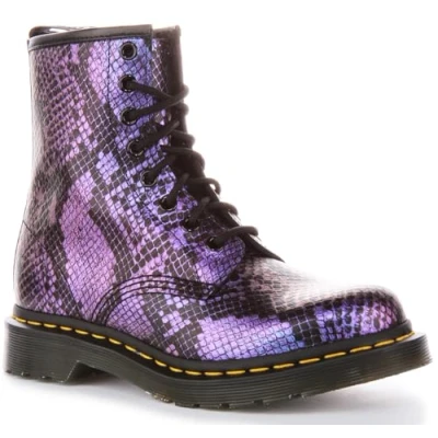 Imagen de DR. MARTENS 8 Eye Boot, Boots Mujer, Black/Blue Viper Croc Emboss, 36 EU