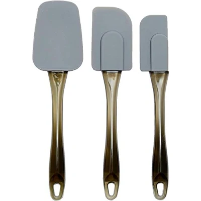 Imagen de Amazon Basics Rectangular Espátulas de Silicona, Set 3 Unidad, Pequeño, Medio, Grande, Gris
