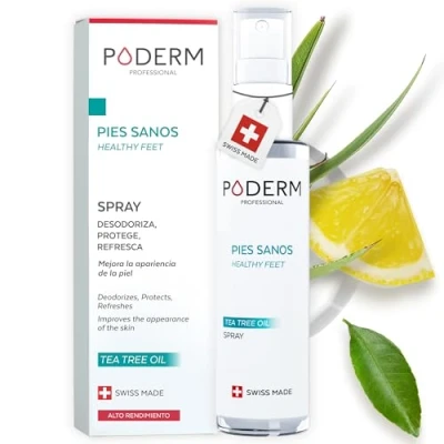Imagen de hongos PIES SPRAY 50ml PIE de ATLETA Elimina los y el mal olor Reduce la transpiración Sensación frescura Árbol té, limón menta Cuidado profesional Swiss Made