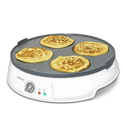 Imagen de Cecotec Crepera Fun Crepestone Twin. 1200 W, Placa Reversible con Revestimiento Antiadherente RockStone, Termostato Regulable, Rodillo Esparcidor y Espátula Incluidos, 30,5 cm