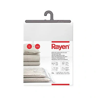 Imagen de Rayen bolsas al vacío para ropa. Fundas de almacenaje ropa vacio. Pack 2 (80 x 100 cm y 90 130 cm). Transparente
