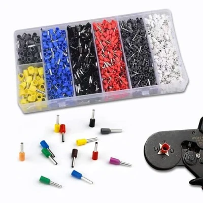 Imagen de Wenrescry Juego de 1800 casquillos cable, surtido aislado 0,5 10 mm², terminales cable aislados colores insertos latón estañado para conexiones cables