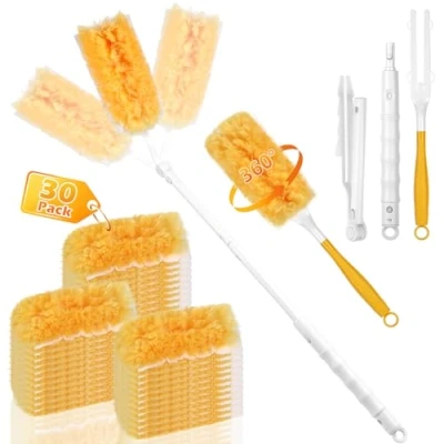 Imagen de POFIBO Juego de 32 recambios para imanes Polvo Swiffer, Ambos Lados, Plumero Swiffer con 1 asa y Barra telescópica Pelo Animales, Suciedad