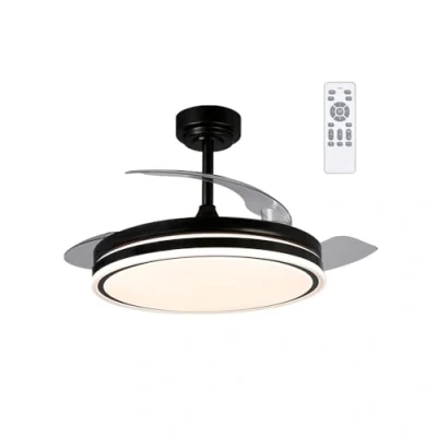 Imagen de wonderlamp Ventilador de techo LED aspas plegables Perla Negro 72W con Mando ø106cm y CCT 3000 4000 6000K
