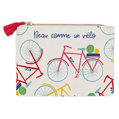 Imagen de Draeger Paris Monedero Impreso en Bicicleta, 100% algodón, con Cremallera y Borla, 12 x 9,5 cm