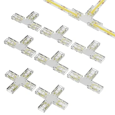 Imagen de PAUTIX Juego de Conectores Tira LED COB para 8 mm Ancho 2 pines, 6piezas en Forma T y piezas Cruzados (NO aplicable tiras luces 10MM)