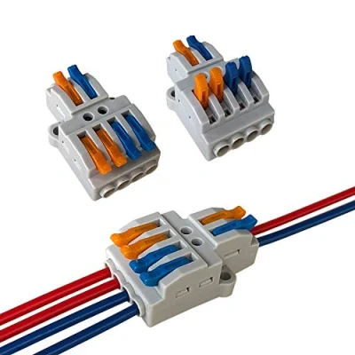 Imagen de Aiqeer 9 Piezas KV424 Palanca Tuerca Cable Conectores Set, 2 in 4 out Conector Conductor Compacto, Bilateral Rápido Resorte Bloque Terminal