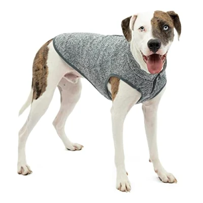 Imagen de Kurgo Core Abrigo para Perro, Chaleco Polar Chaqueta Perros, Forro Polar, Ligero, Abertura con Cremallera Arnés, Cuello Ajustable, Gris, M