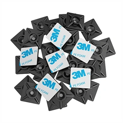 Imagen de intervisio Juego Soportes Adhesivos para Bridas de Cable 19 mm x 19mm, Clips Adhesivo las brida plastico, Base montaje sujetacables autoadhesivos cables (100 piezas, Negro)