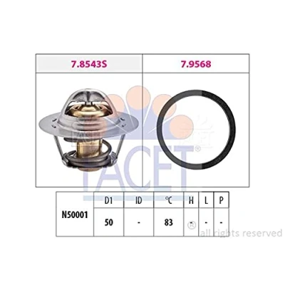 Imagen de FACET 7.8543 Termostato, refrigerante 83 50 Made in Italy OE Equivalent con junta RENAULT: Kangoo I, SCENIC 2, MEGANE 2 Coupe Cabriolet