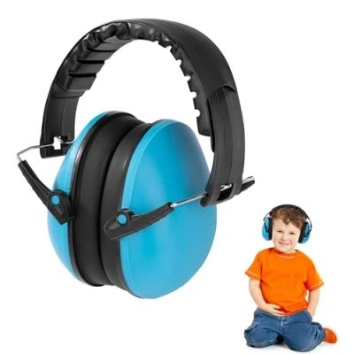 Imagen de TINGJS Proteccion Auditiva Niños SNR 25dB Orejeras Antiruido Plegables Casco para Aprendizaje Dormir Concierto 0 4 Años