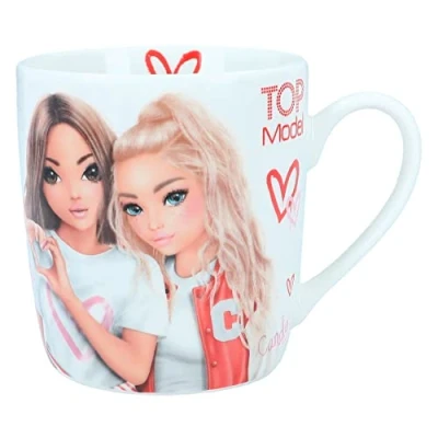 Imagen de Depesche TOPModel One Love taza en blanco, con motivo de modelo, dibujo corazón y la inscripción Love, asa porcelana, capacidad aprox. 300 ml