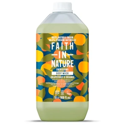 Imagen de Gel De Ducha Natural Faith In Nature Vegano y sin Crueldad, SLS ni Parabenos Envase 5 Litros, Pomelo Naranja