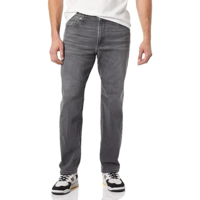 Imagen de Amazon Essentials Pantalón Vaquero Elástico de Ajuste Recto Hombre, Gris Efecto Lavado, 33W / 32L