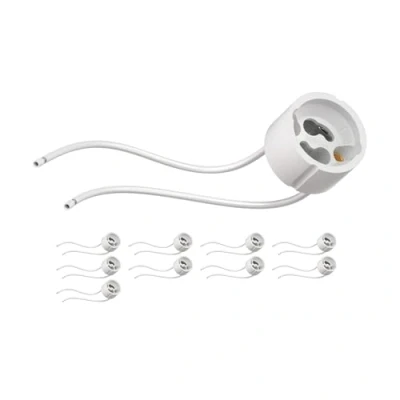 Imagen de ledscom.de 10 piezas Casquillo GU10, cerámico, blanco, 230V AC, máx. 25W