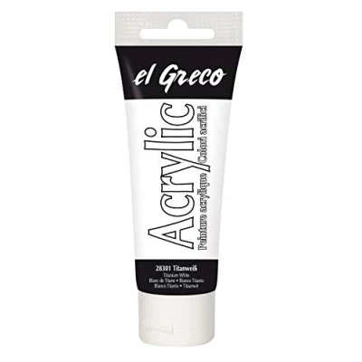 Imagen de KREUL 28301 El Greco Pintura acrílica Tubo de 75 ml Blanco titanio brillante rica en pigmentos Calidad estudio Consistencia similar a la mantequilla para pintar al impasto
