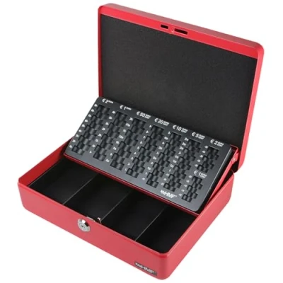 Imagen de HMF 10015 03 Caja de Caudales, Bandeja para Contar Monedas 30 x 24 9 cm, Rojo